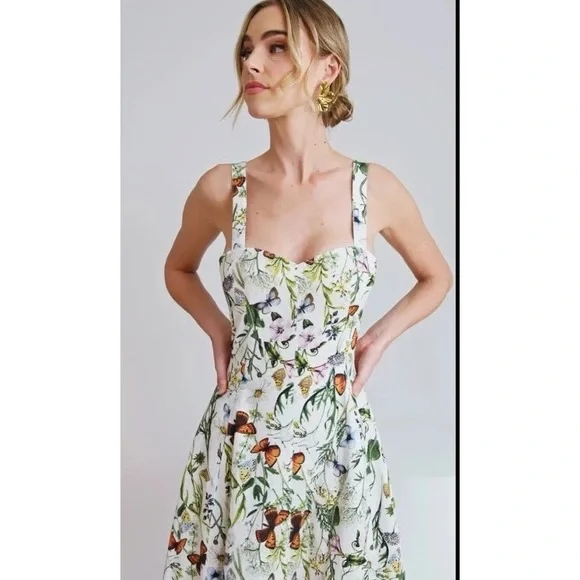 NWT Butterfly Print Midi Dress - Picture 2 of 7